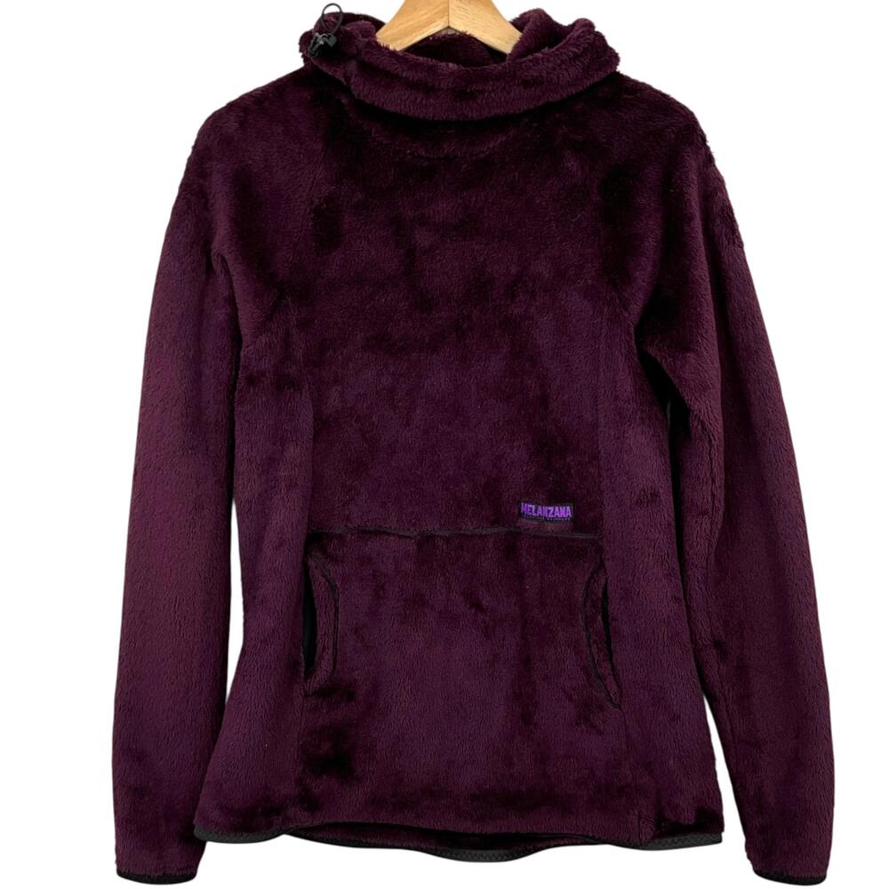 Melanzana High Loft Fleece Hoodie Womens Large Purple High Neck Pullover